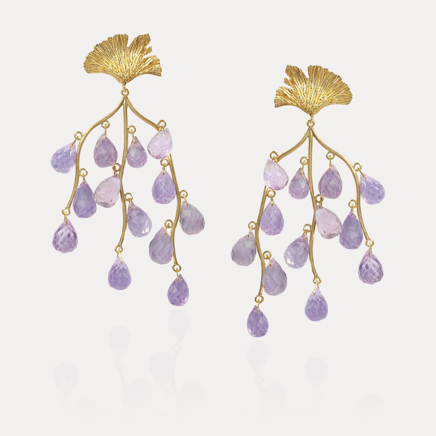 Amethyst Ginkgo Earrings APPLES & FIGS JEWELLERY