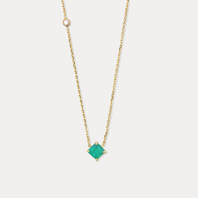 Princess Cut emerald & Diamond Necklace