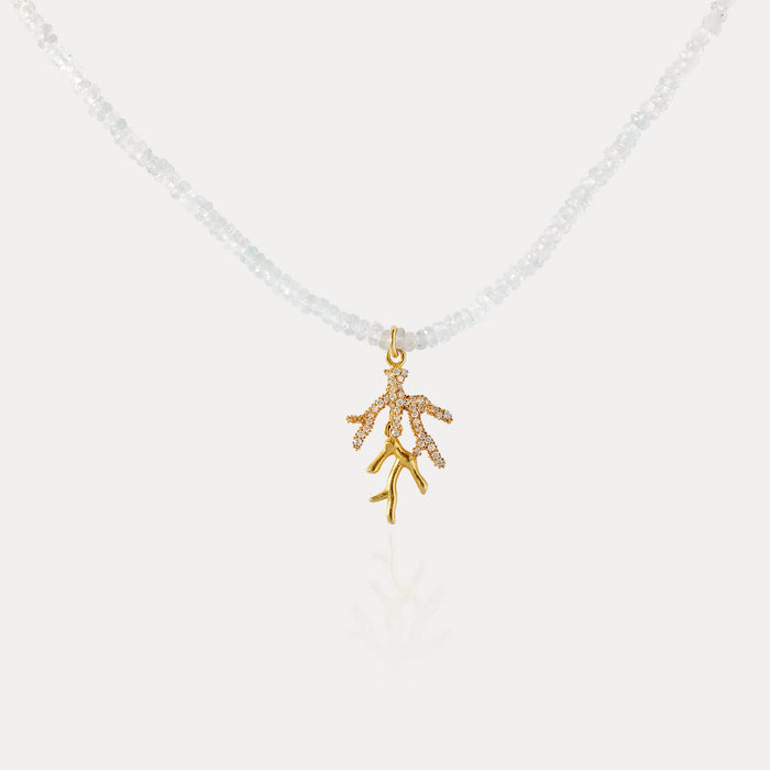 apples & figs DIAMOND CORAL & AQUAMARINE PENDANT