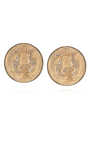 Golden Lyre Coin Studs