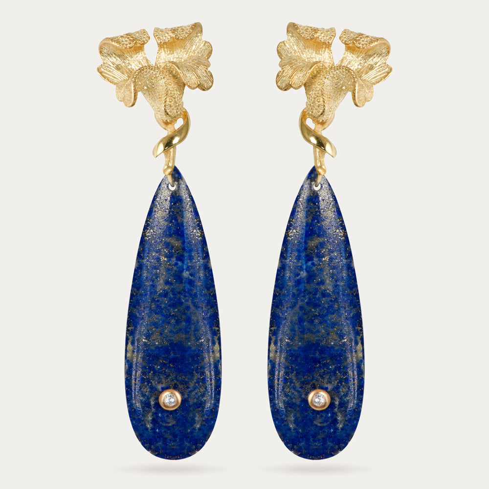 UNVEILED BLOSSOMS LAPIS LAZULI EARRINGS