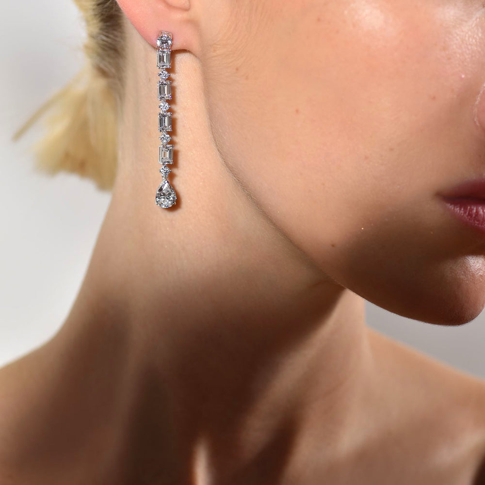 Fantasy Sterling Silver Mix-cut cubic zirconia earrings