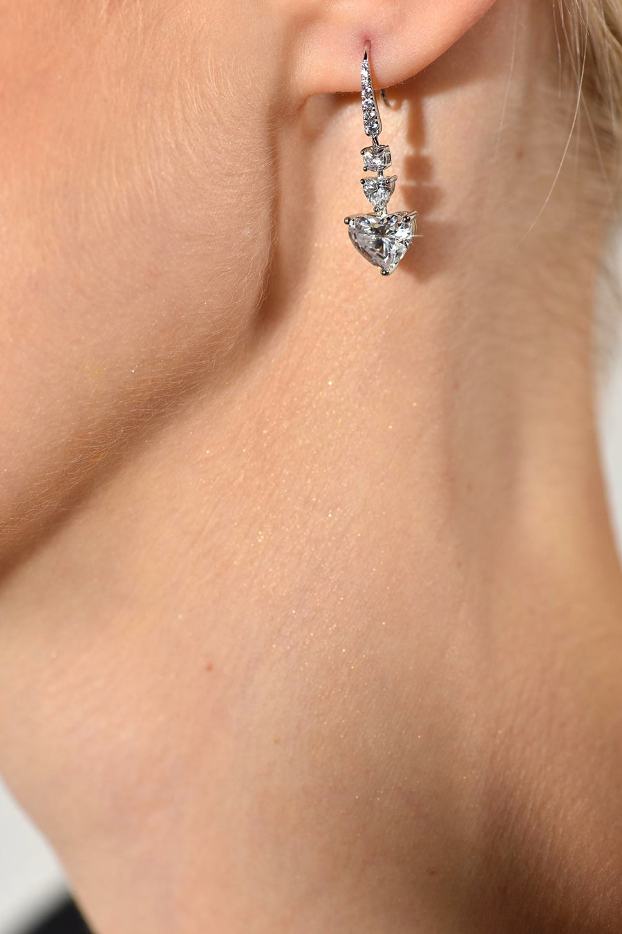 Fantasy Heart Sterling silver cubic zirconia hook earrings