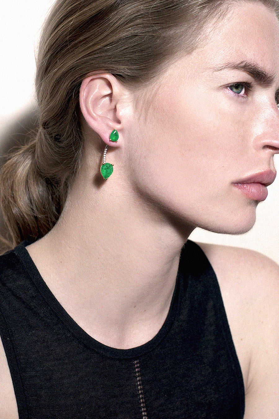TOI ET MOI EMERALD GREEN CUBIC ZIRCONIA EAR JACKETS