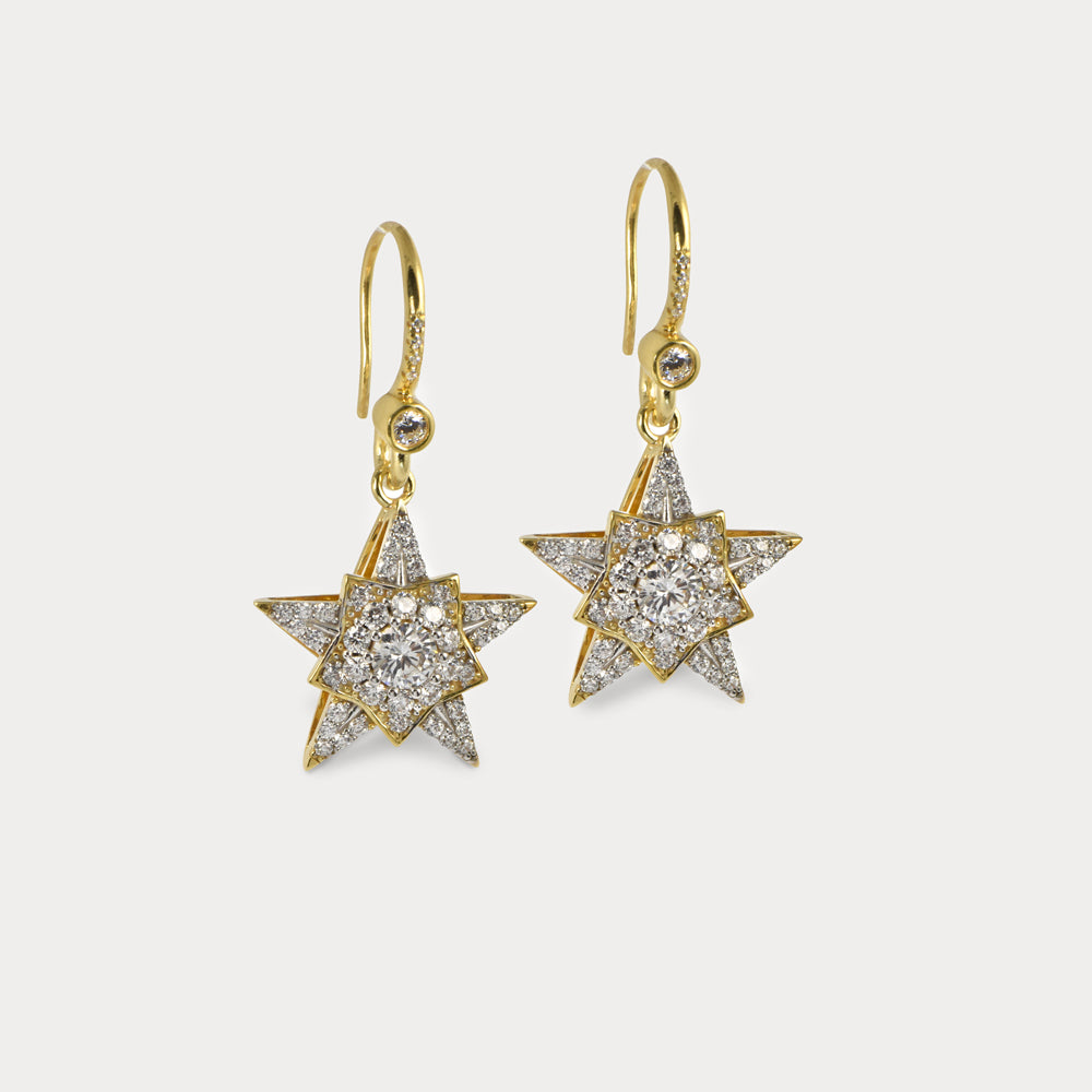Celestial Lucky Star Vermeil Hook Earrings