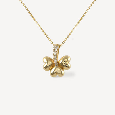 Heart Clover 14k gold diamond pendant