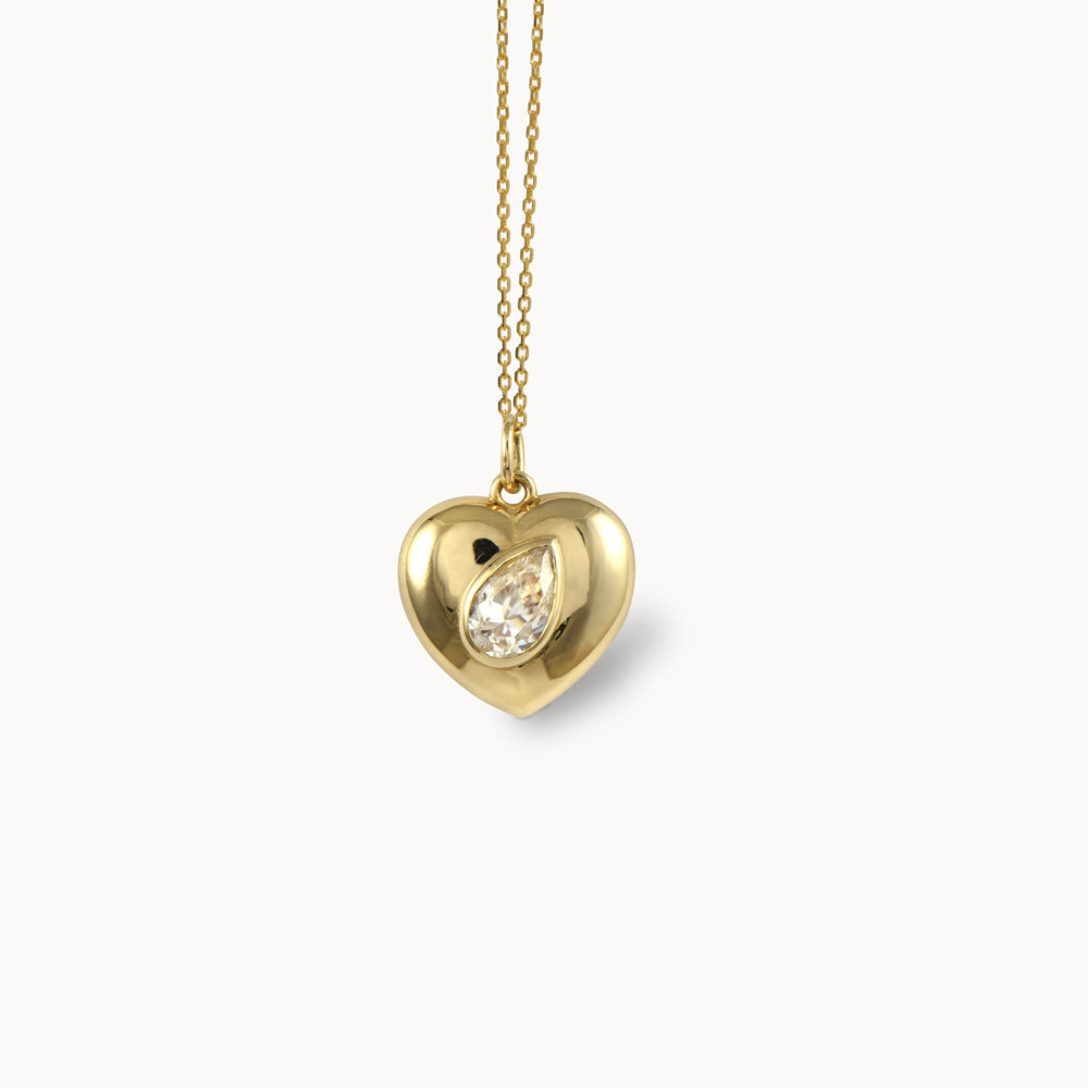 Heart Charm 14k gold Moissanite pendant