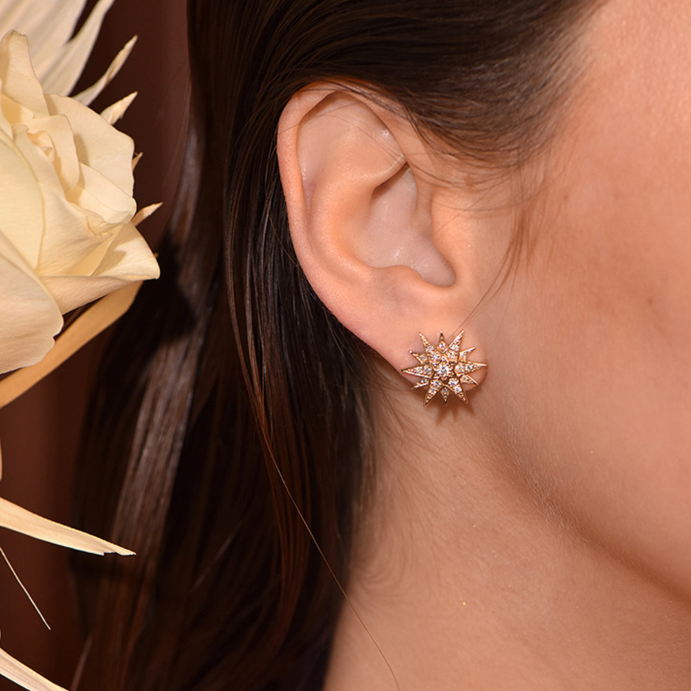Celestial Star 14k gold diamond earrings