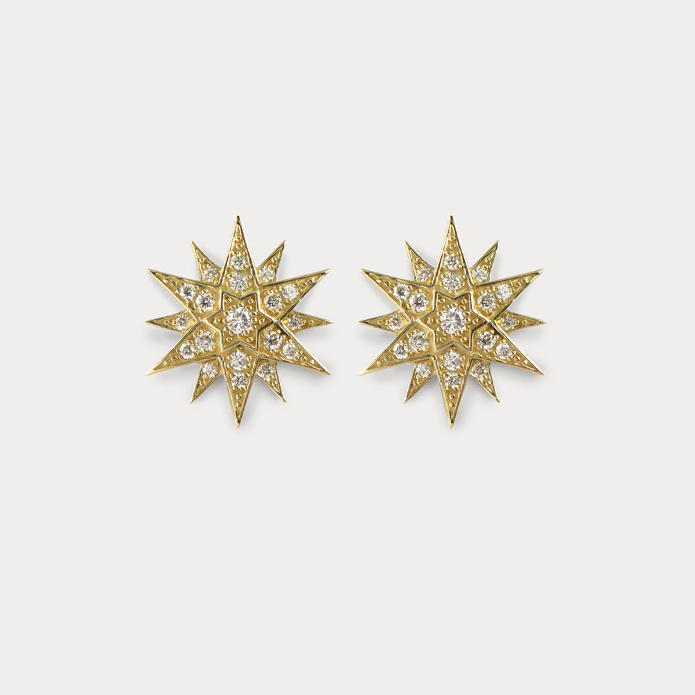 Celestial Star 14k gold diamond earrings
