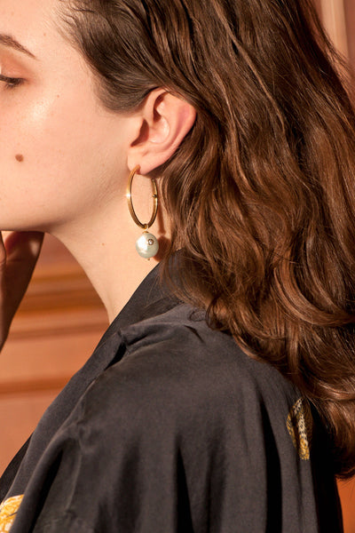 Baroque Pearl Vermeil Hoop Earrings