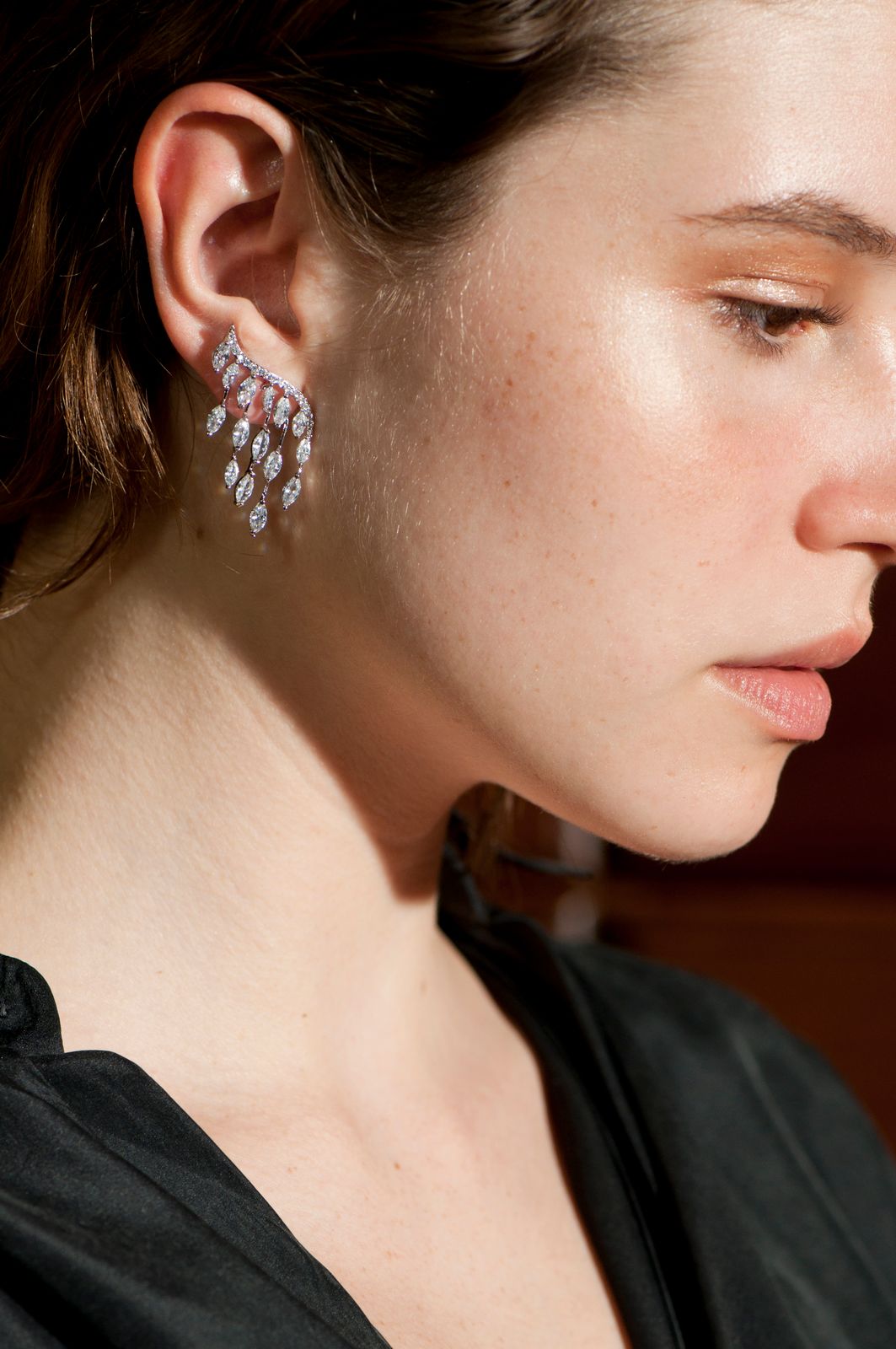Marquise Curve Tassel Earrings