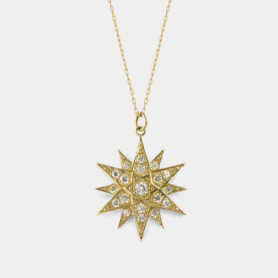 Celestial Star 14k gold diamond pendant