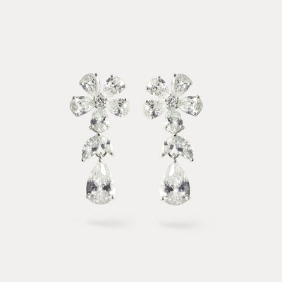 Fantasy silver-tone Daisy cubic zirconia earrings