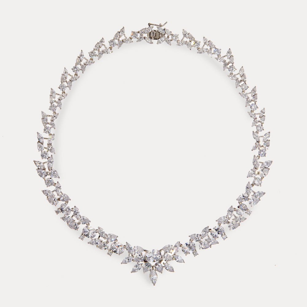 Fantasy Orchid silver-tone cubic zirconia necklace
