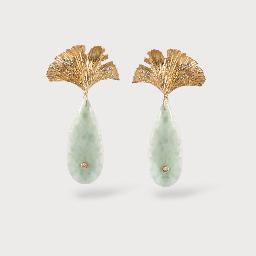 Ginkgo Leaf Vermeil Blue Onyx earrings