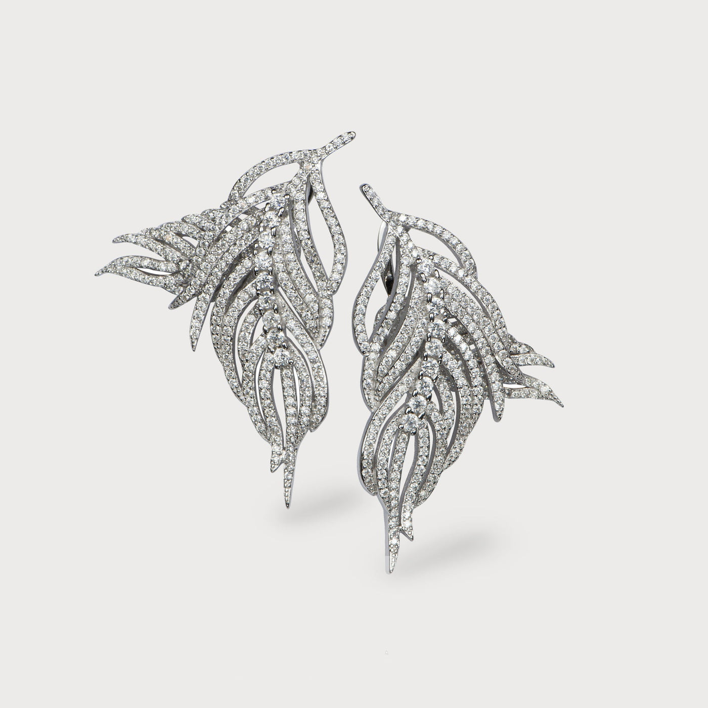 Hermes Feather sterling silver cubic zirconia Earrings
