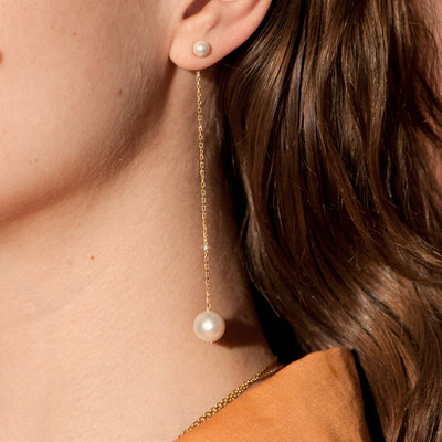 Pearl Dreamer Gold Chain Earrings