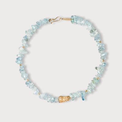 Aquamarine Shell Vermeil Gemstone Necklace
