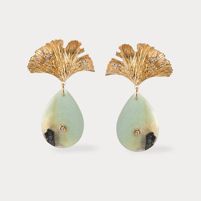 Ginkgo Leaf Vermeil Amazonite earrings