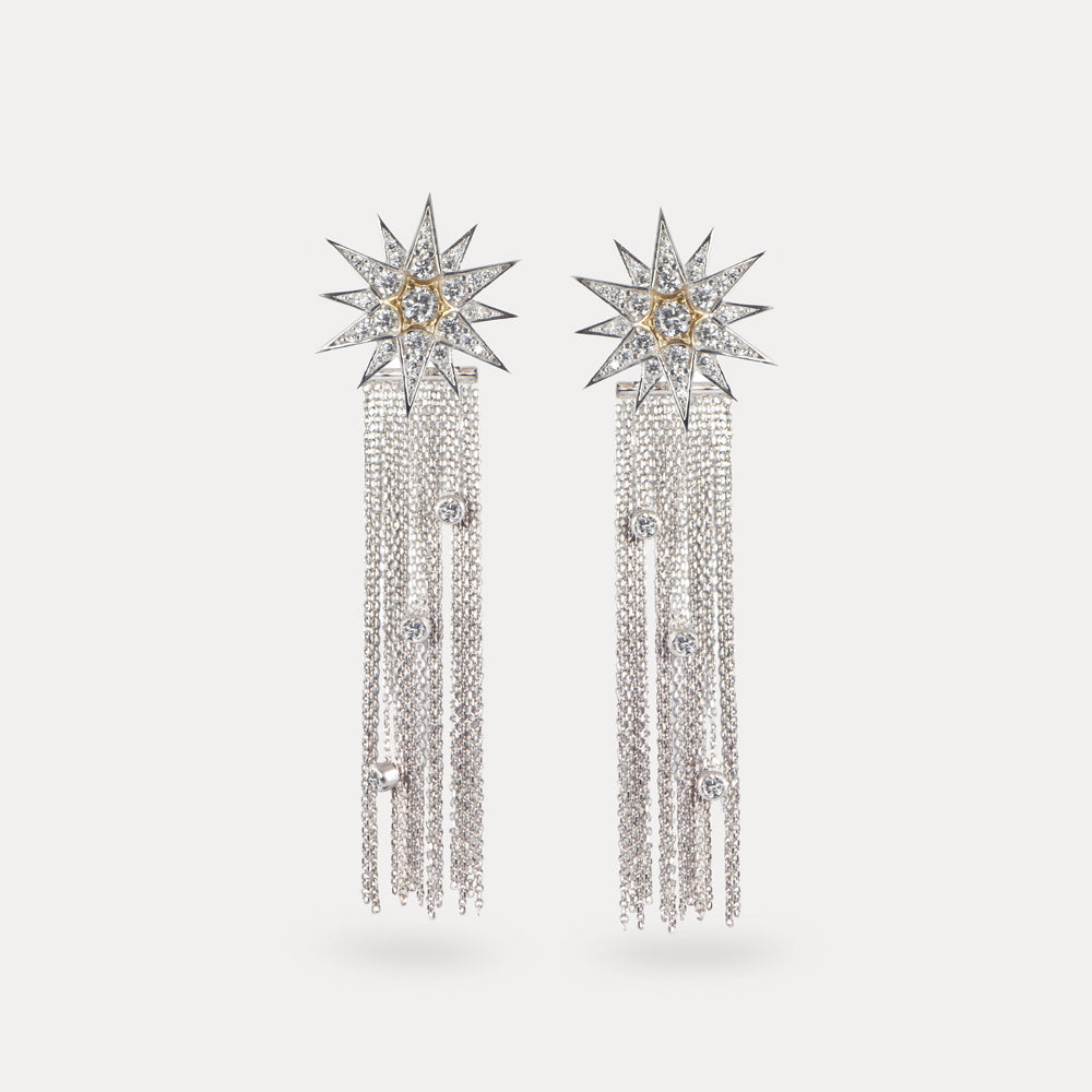 Celestial Star cubic zirconia tassel earrings