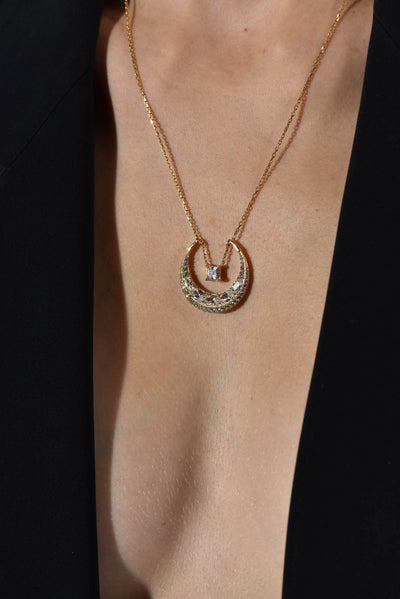 CELESTIAL CRESCENT SWING NECKLACE