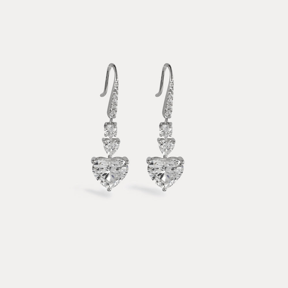 Fantasy Heart Sterling silver cubic zirconia hook earrings
